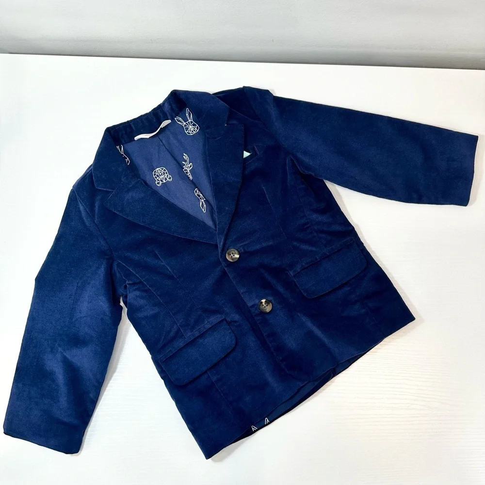 Cat & Jack Blue Velvet Blazer Jacket, Holiday, Formal, 2T